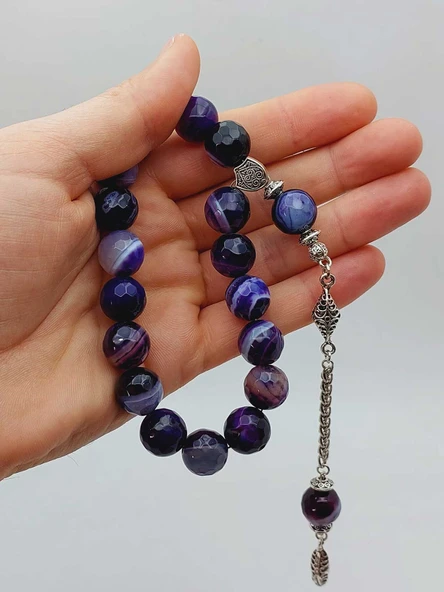 Akik Taşı Faset Kesim 17lik Efe Tesbih 14mm (54378) - Resim 7