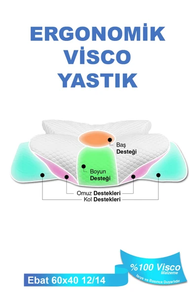 Ortopedik Visco Yastık Boyun Fıtığı Boyun Ağrısı Destekli Güzellik Yastığı Royalrelax