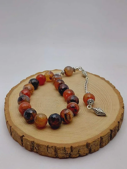 Akik Taşı Faset Kesim 17lik Efe Tesbih 14mm (54384) - Resim 5