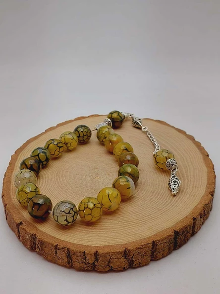 Akik Taşı Faset Kesim 17lik Efe Tesbih 14mm (54370) - Resim 5