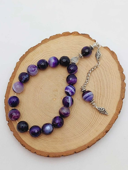 Akik Taşı Faset Kesim 17lik Efe Tesbih 14mm (54378) - Resim 3