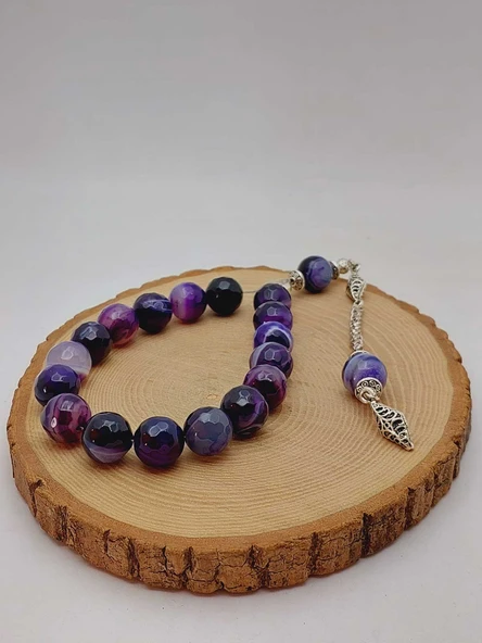 Akik Taşı Faset Kesim 17lik Efe Tesbih 14mm (54378) - Resim 6