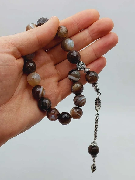 Akik Taşı Faset Kesim 17lik Efe Tesbih 14mm (54362) - Resim 7