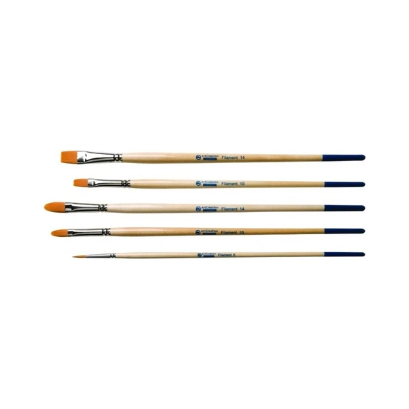 ART CREATION SENTETİK FIRÇA SETİ 5'Lİ (YUVARLAK.DÜZ.KEDİ DİLİ UÇ)