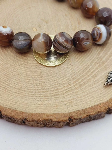 Akik Taşı Faset Kesim 17lik Efe Tesbih 14mm (54362) - Resim 4