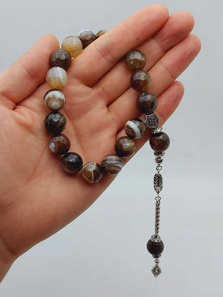 Akik Taşı Faset Kesim 17lik Efe Tesbih 14mm (54362) - Resim 2