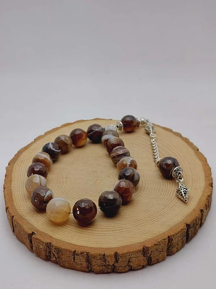 Akik Taşı Faset Kesim 17lik Efe Tesbih 14mm (54362) - Resim 6