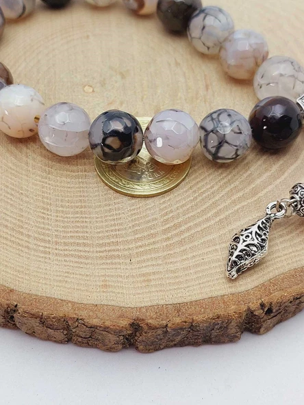 Akik Taşı Faset Kesim 17lik Efe Tesbih 14mm (54376) - Resim 4