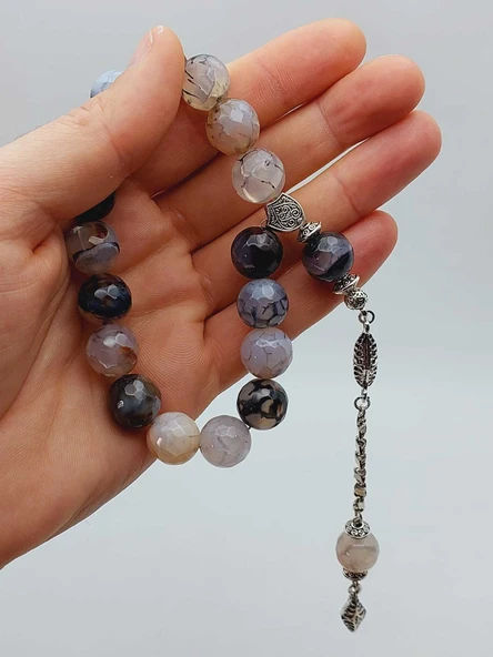 Akik Taşı Faset Kesim 17lik Efe Tesbih 14mm (54376) - Resim 7