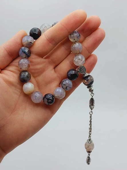 Akik Taşı Faset Kesim 17lik Efe Tesbih 14mm (54376) - Resim 2