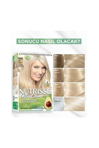 Garnier Nutrisse Ultra Creme Saç Boyası 10-1a Ekstra Açık Küllü - 3