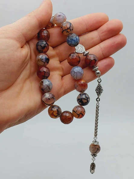 Akik Taşı Faset Kesim 17lik Efe Tesbih 14mm (54372) - Resim 7