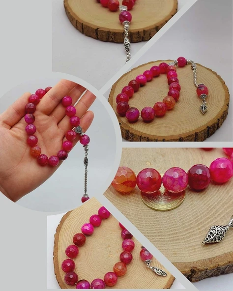 Akik Taşı Faset Kesim 17lik Efe Tesbih 14mm (54386)