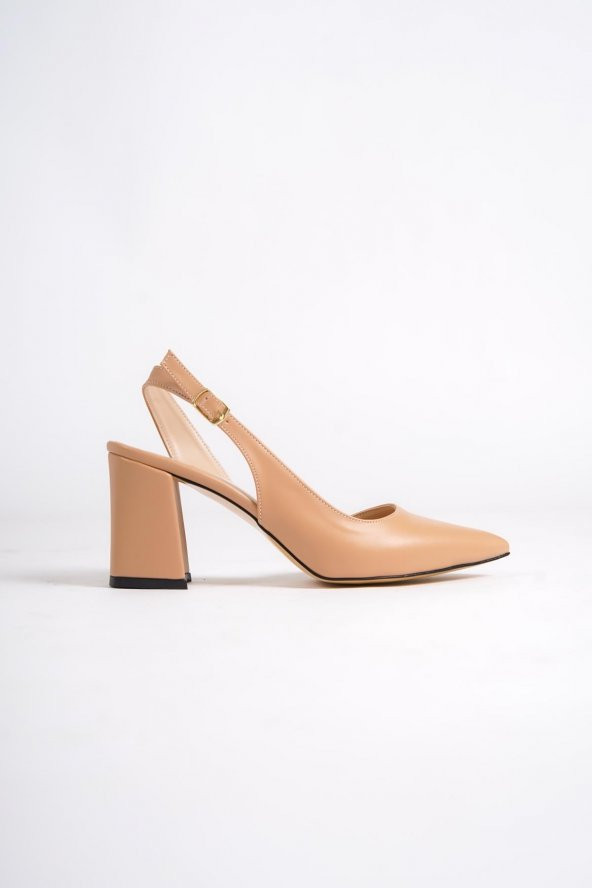 Ten Rengi Asimetrik Bantlı Stiletto Topuklu Ayakkabı - Polly - 2