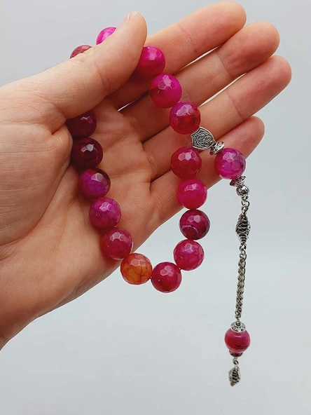 Akik Taşı Faset Kesim 17lik Efe Tesbih 14mm (54386) - Resim 7