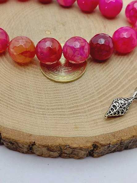 Akik Taşı Faset Kesim 17lik Efe Tesbih 14mm (54386) - Resim 4