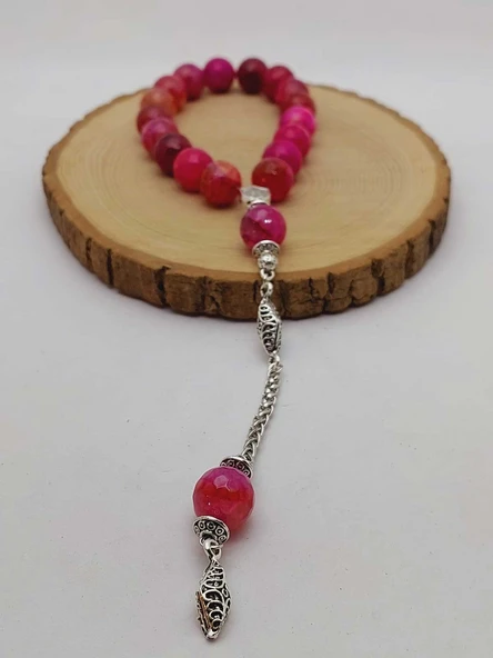 Akik Taşı Faset Kesim 17lik Efe Tesbih 14mm (54386) - Resim 5