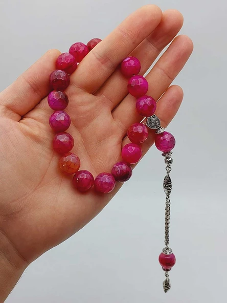 Akik Taşı Faset Kesim 17lik Efe Tesbih 14mm (54386) - Resim 2