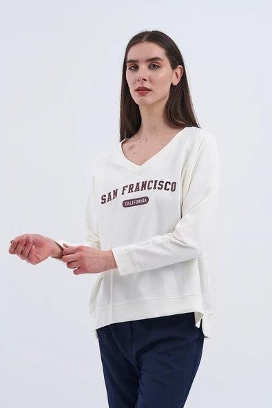 Trend Kadın Yeni "SAN FRANCISCO" yazılı sweatshirt ile şehir hayatının enerjisini üzerinizde taşıyın - 11