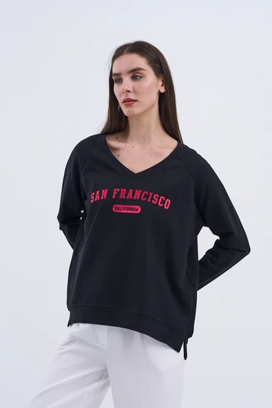 Trend Kadın Yeni "SAN FRANCISCO" yazılı sweatshirt ile şehir hayatının enerjisini üzerinizde taşıyın - 6