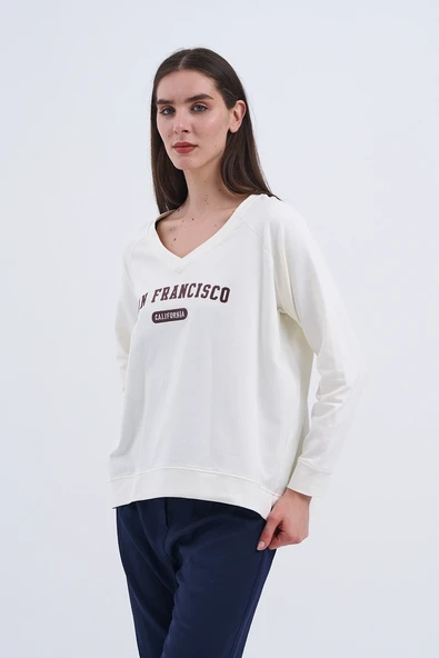 Trend Kadın Yeni "SAN FRANCISCO" yazılı sweatshirt ile şehir hayatının enerjisini üzerinizde taşıyın - 9
