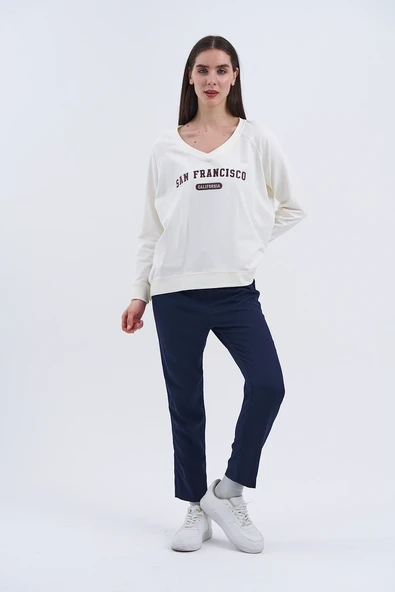 Trend Kadın Yeni "SAN FRANCISCO" yazılı sweatshirt ile şehir hayatının enerjisini üzerinizde taşıyın - 8