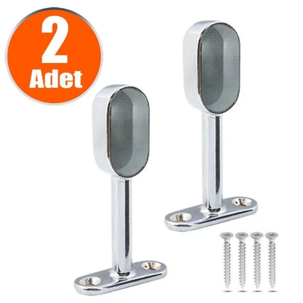Askı Flanşı Krom Oval Kapalı Dolap Elbise Askı Aparatı (2 ADET)