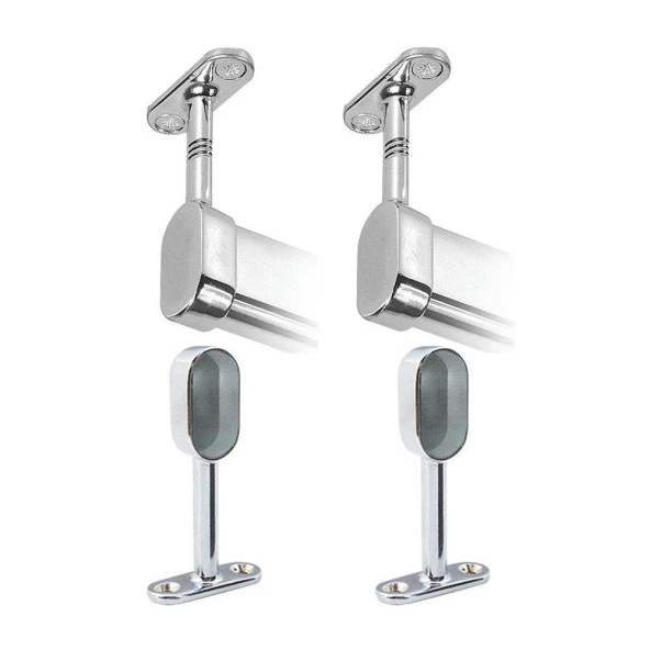 Askı Flanşı Krom Oval Kapalı Dolap Elbise Askı Aparatı (2 ADET) - 3