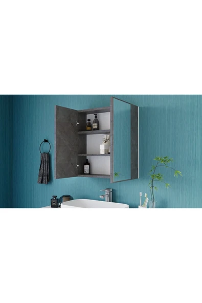 MDF İki Kapaklı Aynalı Banyo Dolabı Çok Amaçlı Banyo Dolabı - 2