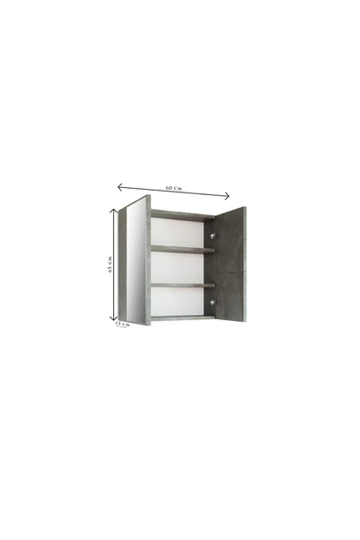 MDF İki Kapaklı Aynalı Banyo Dolabı Çok Amaçlı Banyo Dolabı - 4