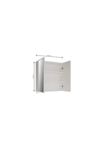 MDF İki Kapaklı Aynalı Banyo Dolabı Çok Amaçlı Banyo Dolabı - 7