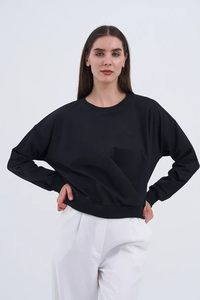 Trend Kadın Doğallığın ve rahatlığın mükemmel uyumu! Sade sweatshirt,ümüz - 3