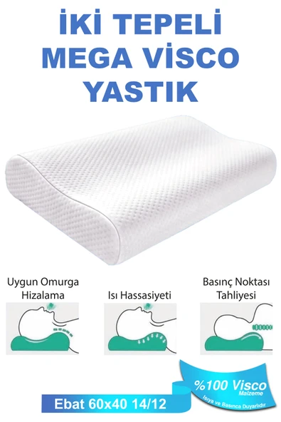 Mega Boy Ortopetik Yastık Boyun Fıtığı Boyun Düzleşmesi Için Yastık 60x40x14/12cm Ergosupport - 2