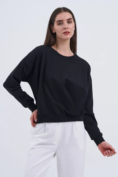 Trend Kadın Doğallığın ve rahatlığın mükemmel uyumu! Sade sweatshirt,ümüz - 5