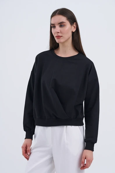 Trend Kadın Doğallığın ve rahatlığın mükemmel uyumu! Sade sweatshirt,ümüz - 2