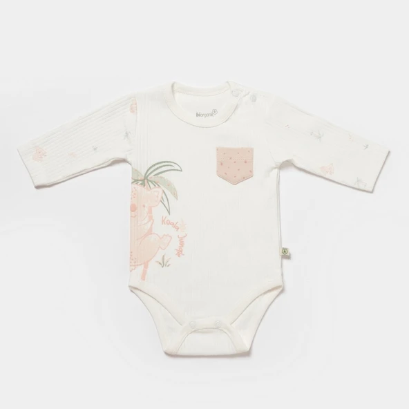 Bibaby Biorganic Koala Jungle Uzun Kol Bebek Body 56969 Pembe