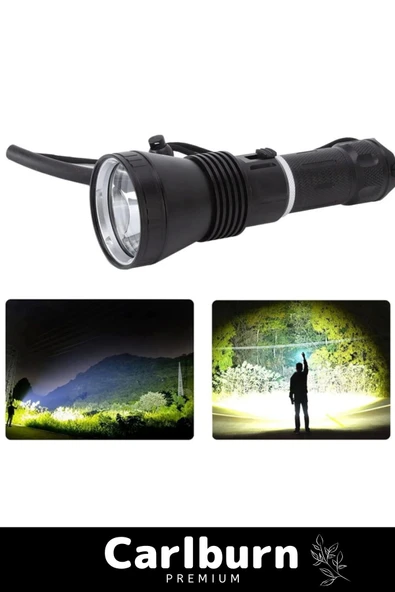 Premium 750m Mesafeli Beyaz Aydınlatma 1200 Lümen Profesyonel Şarjlı El Feneri - 4