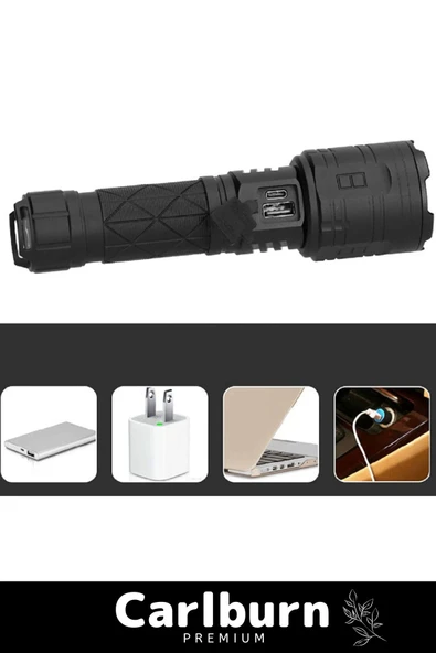 Premium 5 Modlu Gün Işığı Aydınlatma 750 Metre Menzil 8800 mAh 3000 Lümen Süper Güçlü El Feneri - 3