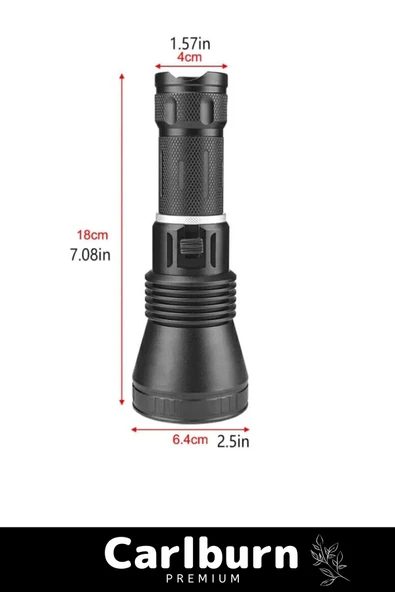 Premium 750m Mesafeli Beyaz Aydınlatma 1200 Lümen Profesyonel Şarjlı El Feneri - 2