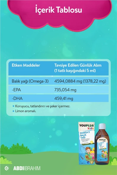 Youplus Kids Omega 3 150 ml Balık Yağı - 4