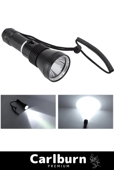 Premium 750m Mesafeli Beyaz Aydınlatma 1200 Lümen Profesyonel Şarjlı El Feneri - 3