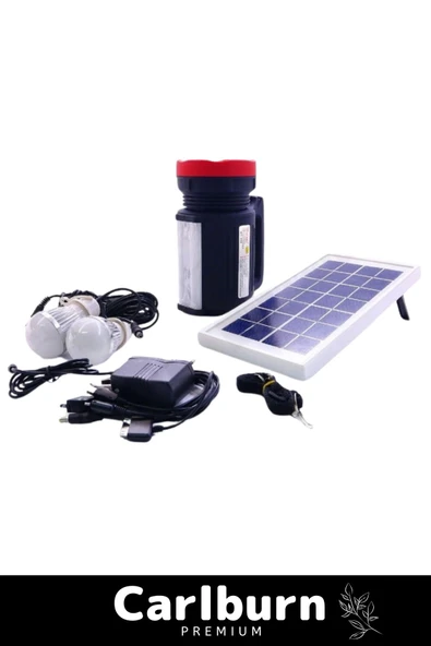 Premium Beyaz Aydınlatmalı Telefon Şarj Edilen Solar Güneş Enerji Fener Işıldak 2 Florasan Led Ampül - 2