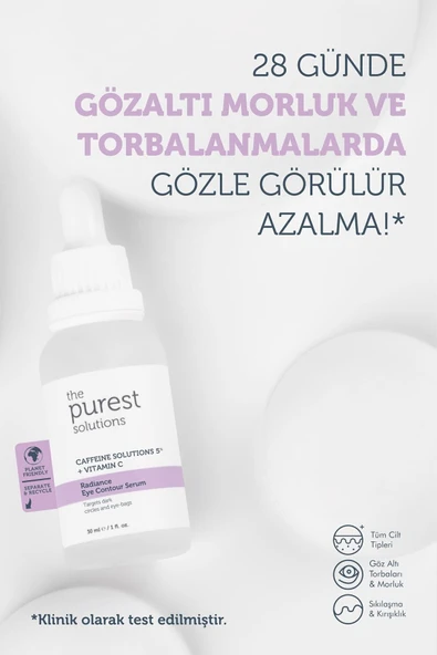 The Purest Solutions Caffeine 5% + Vitamin C Aydınlatıcı Göz Altı Serumu 30 ml - 2