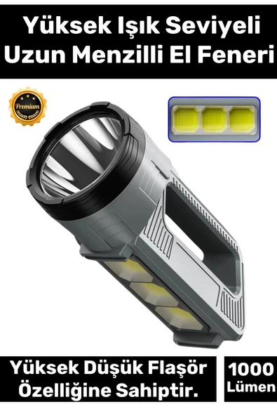 Premium Beyaz Kırmızı Işık Aydınlatma Telefon Şarj Edebilen Süper Güçlü Şarjlı Fener Masa Lambası