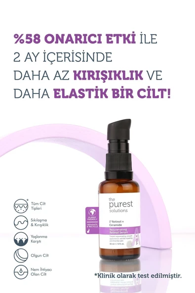 The Purest Solutions %1 Retinol + Ceramide Yaşlanma Karşıtı Yüz Serumu 30 ml - 2