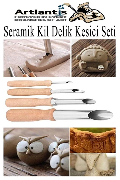 Seramik Kil Çömlek Delik Kesici Seti 4 Parça 1 Paket Polimer Kil Oyma Delme Seti Heykel Dairesel Delici Paslanmaz Çelik - 6