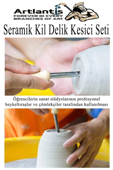 Seramik Kil Çömlek Delik Kesici Seti 4 Parça 1 Paket Polimer Kil Oyma Delme Seti Heykel Dairesel Delici Paslanmaz Çelik - 5