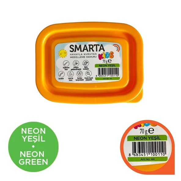 Smarta Kids Modelling Clay 70gr Hava İle Kuruyan Modelleme Hamuru Neon Yeşil / 30000044 ürün görseli