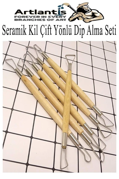Seramik Kil Çömlek Çift Yönlü Dip Alma Seti 6 Parça 1 Paket Polimer Kil Oyma Seti Ebeşuar Yuvarlak Telli Heykel Balmumu - 4