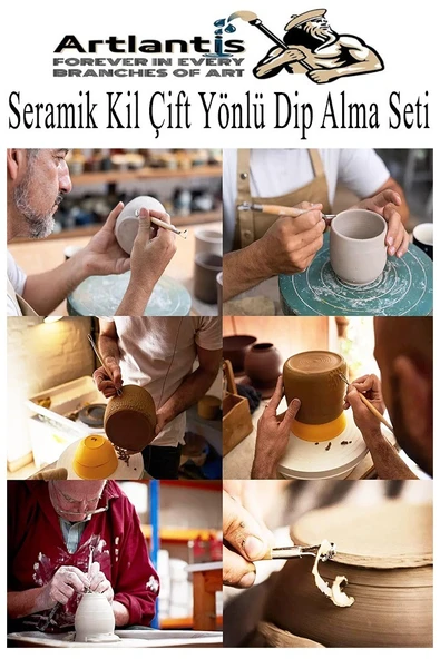 Seramik Kil Çömlek Çift Yönlü Dip Alma Seti 6 Parça 1 Paket Polimer Kil Oyma Seti Ebeşuar Yuvarlak Telli Heykel Balmumu - 5